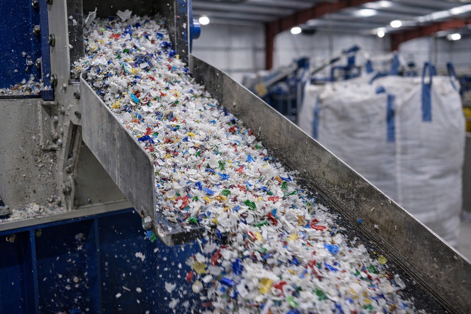 Material triturado (escamas) listo para envasado